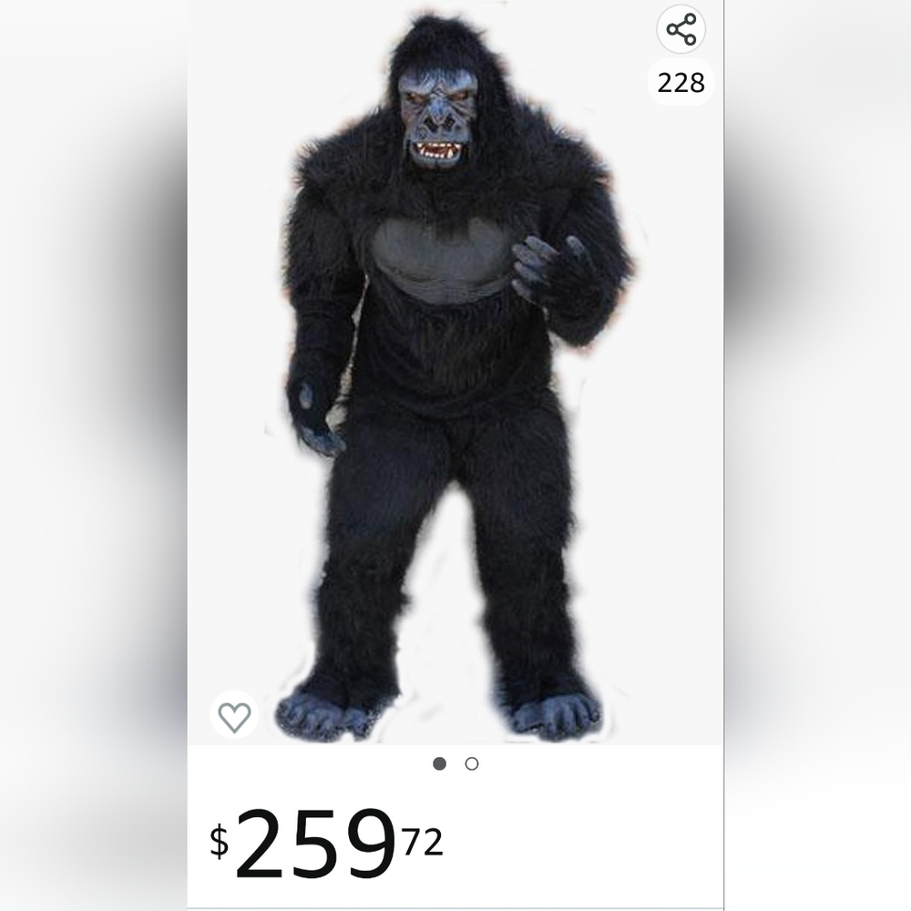 Professional gorilla halloween costume